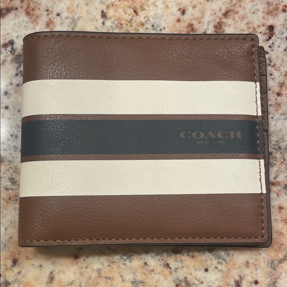 Coach Brown, White, and Black Leather Wallet